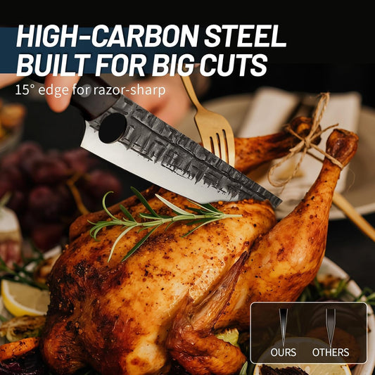 Brisket Carving BBQ Knife - Meat Slicing Trimming | Hand Forged Full Tang Slicer Knives for Meat Cutting Turkey Ham, Gifts for Men Women 9.4"