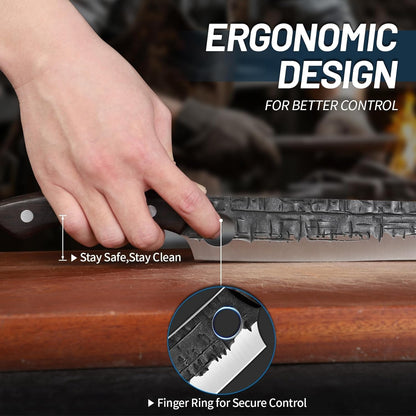 Brisket Carving BBQ Knife - Meat Slicing Trimming | Hand Forged Full Tang Slicer Knives for Meat Cutting Turkey Ham, Gifts for Men Women 9.4"