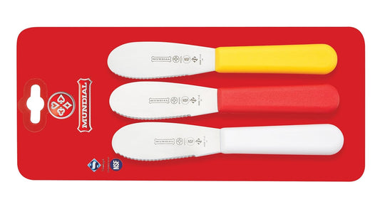 3 Pack Serrated Edge Sandwich Spreader, 3.5 Inch, Brazilian High Carbon Stainless Steel, Ergonomic Polypropylene Handle for Pasting & Frosting