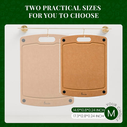 Wood Cutting Board Set of 3, Cutting Boards for Kitchen with Holder Dishwasher Safe Non-slip Chopping Board with Juice Groove, Wood Fiber Composite Cutting Boards