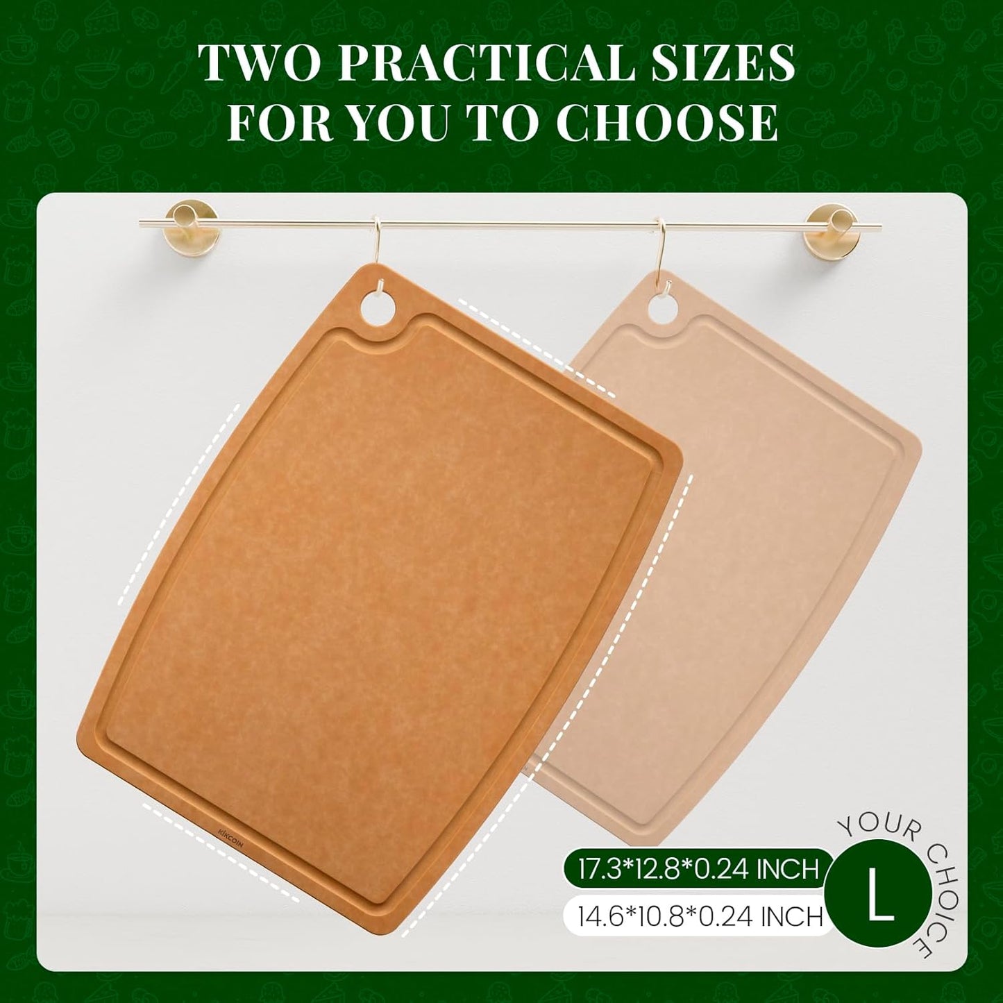 Wood Cutting Board Set of 3, Cutting Boards for Kitchen with Holder Dishwasher Safe Non-slip Chopping Board with Juice Groove, Wood Fiber Composite Cutting Boards