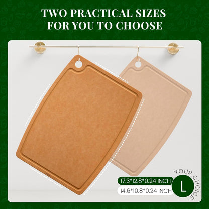Wood Cutting Board Set of 3, Cutting Boards for Kitchen with Holder Dishwasher Safe Non-slip Chopping Board with Juice Groove, Wood Fiber Composite Cutting Boards