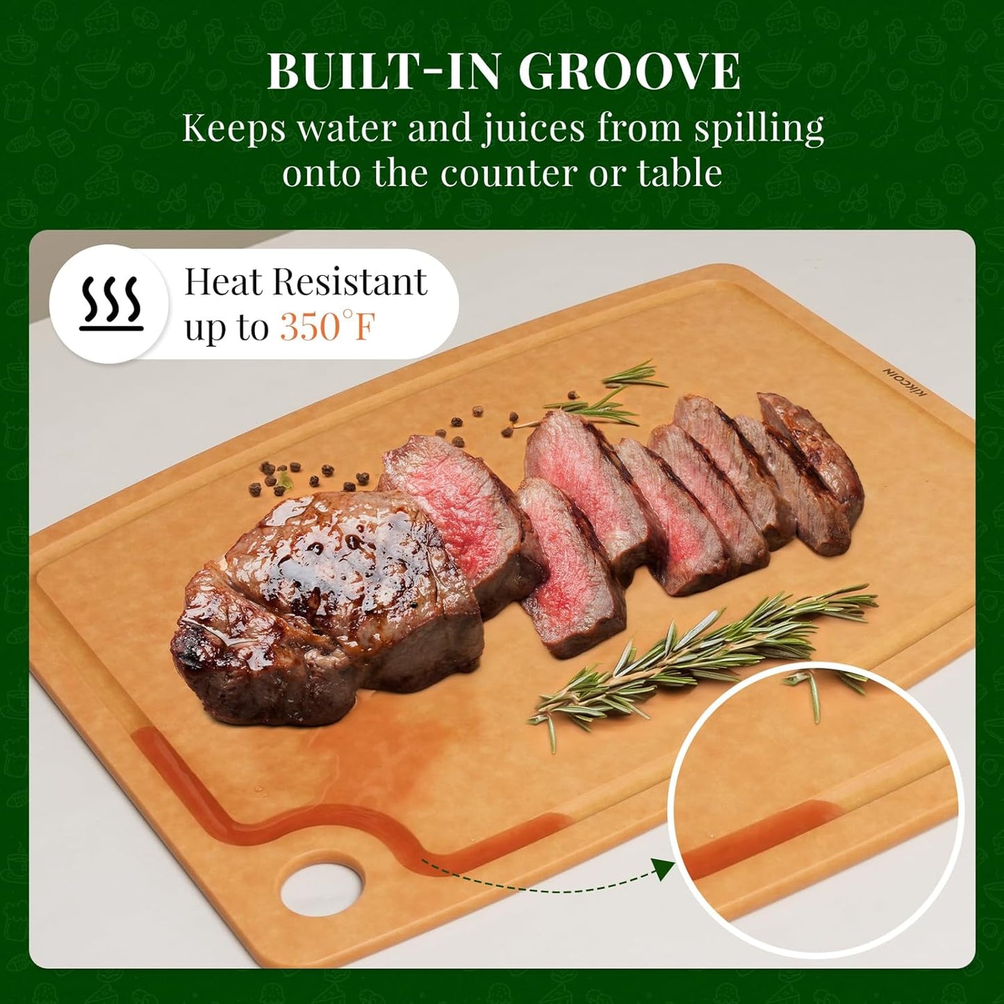 Wood Cutting Board Set of 3, Cutting Boards for Kitchen with Holder Dishwasher Safe Non-slip Chopping Board with Juice Groove, Wood Fiber Composite Cutting Boards