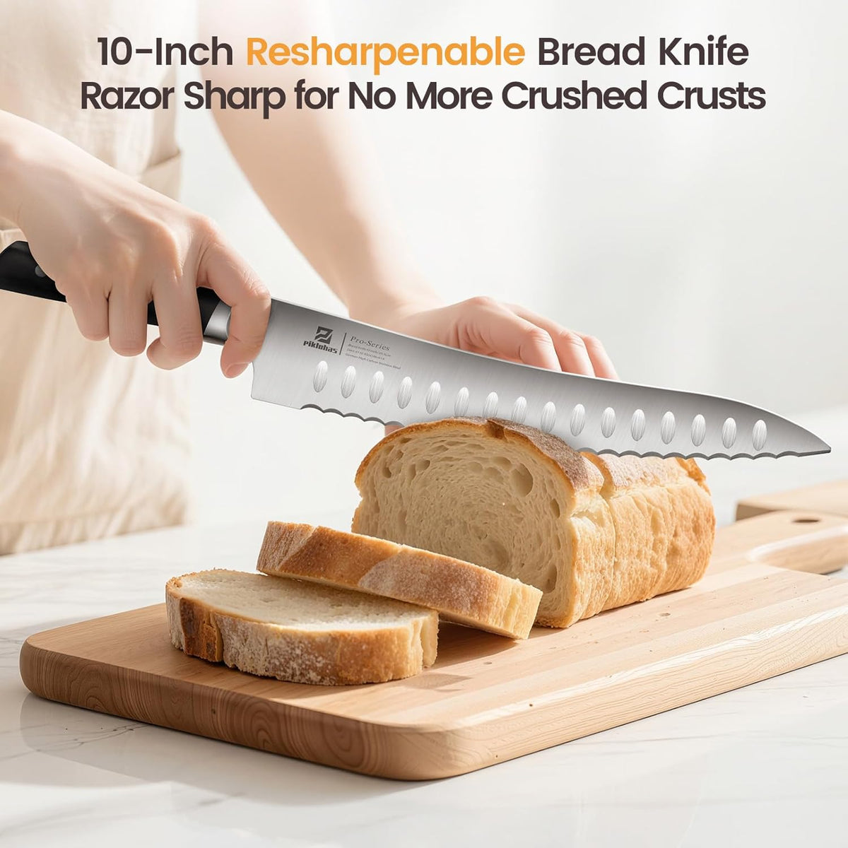 Bread Slicer With Bread knife, 4 Thickness Adjustable | World's 1st Horizontal Bread Cutter for Homemade Bread, Paired With Multifunction Serrated Knife for Efficient Slicing