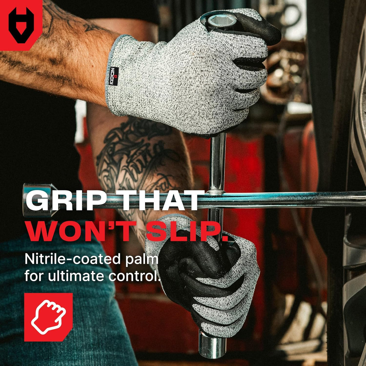 Cut Resistant Work Gloves For Men & Women, Nitrile Waterproof Palms | Touchscreen, Reinforced Thumb Crotch, Breathable Knit, Jobsite and Workshop Protection, Professional Cut Proof Work Gloves