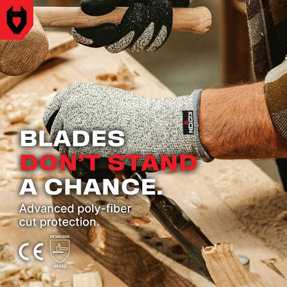 Cut Resistant Work Gloves For Men & Women, Nitrile Waterproof Palms | Touchscreen, Reinforced Thumb Crotch, Breathable Knit, Jobsite and Workshop Protection, Professional Cut Proof Work Gloves