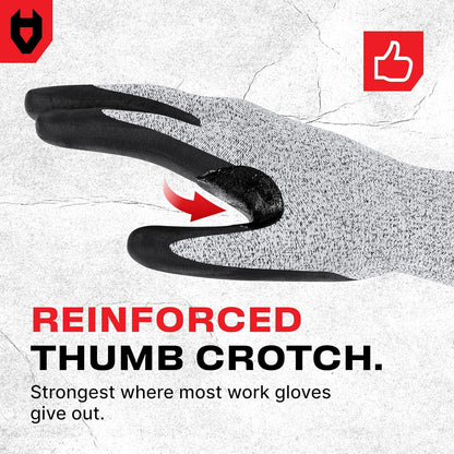 Cut Resistant Work Gloves For Men & Women, Nitrile Waterproof Palms | Touchscreen, Reinforced Thumb Crotch, Breathable Knit, Jobsite and Workshop Protection, Professional Cut Proof Work Gloves