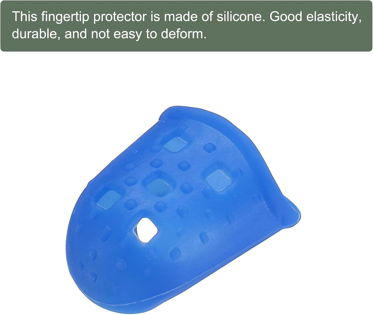 10 Pcs Fingertip Protector Silicone Fingertip Covers | Protect Fingers, Great for Playing Guitar, Sewing, Cutting (Dark Blue, 29mm/1.15-inch)
