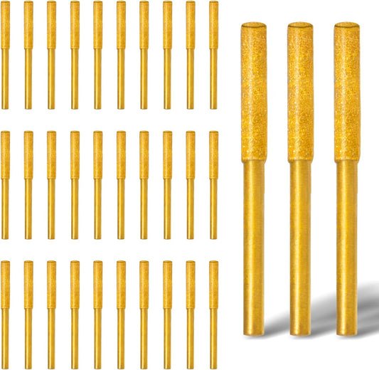 Chainsaw Sharpening Stones, 5/32 Inch, Golden, 30 Pcs | Diamond Chainsaw Sharpener, Chainsaw Grinding Stone File, For Electric Diamond Sharpening Wheel, 4.0mm