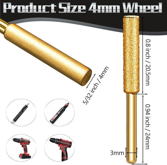Chainsaw Sharpening Stones, 5/32 Inch, Golden, 30 Pcs | Diamond Chainsaw Sharpener, Chainsaw Grinding Stone File, For Electric Diamond Sharpening Wheel, 4.0mm