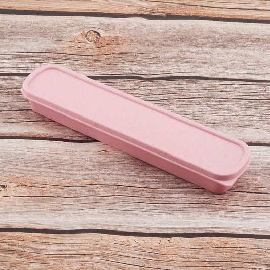 1pcs Portable Flatware Box Travel Tableware Storage Case Box, Utensil Case Flatware Storage Box for Cutlery Kit, 9.84 x 2.40 inch (Pink)