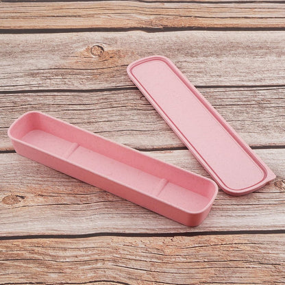 1pcs Portable Flatware Box Travel Tableware Storage Case Box, Utensil Case Flatware Storage Box for Cutlery Kit, 9.84 x 2.40 inch (Pink)