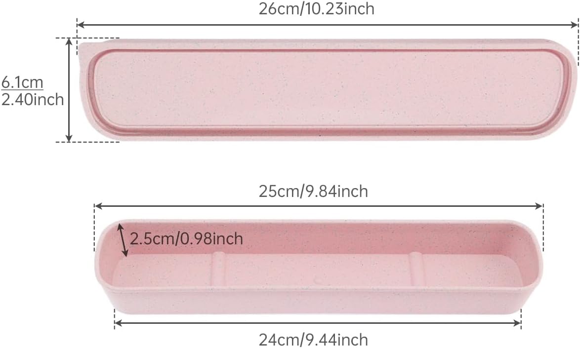 1pcs Portable Flatware Box Travel Tableware Storage Case Box, Utensil Case Flatware Storage Box for Cutlery Kit, 9.84 x 2.40 inch (Pink)