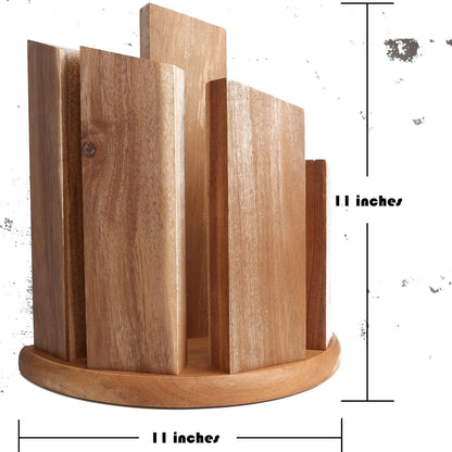 Resafy Countertop Magnetic Knife Block - Double Sided Wooden Holder w/Strong Magnets,Space Saving Up to14 Knives Large Capacity Storage Stand
