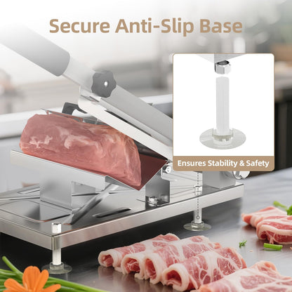 Stainless Steel Food Slicer,Manual Frozen Meat Slicer Beef and Mutton Roll Meat Cleavers Machine for Home Cooking of BBQ Hot Pot