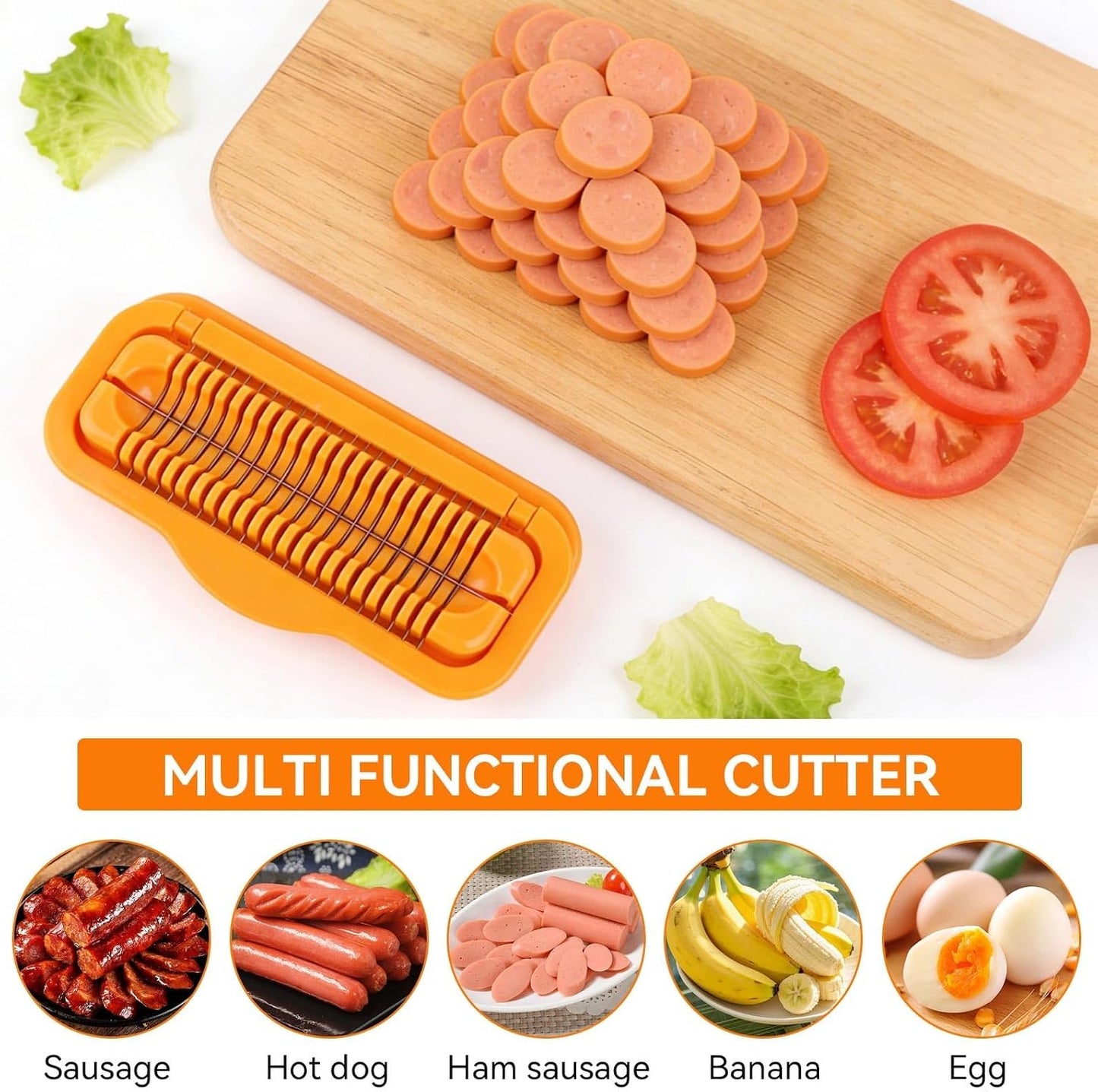 Hot Dog Slicing Tool, Stainless Steel Sausage Cutter Hot Dog Slicer Sausage Cutter Hotdog Sausage Slicer Hotdog Kitchen Tool for Kitchen Grilling Camping 8.27in
