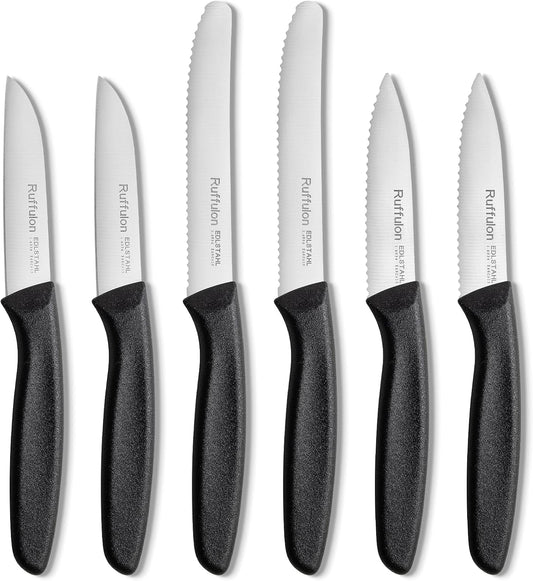 Vegetable and fruit knife set of six,Ultra Sharp Stainless Steel Paring Knife with Ergonomic PP plastic handle, sharp, super sharp kitchen knife set.