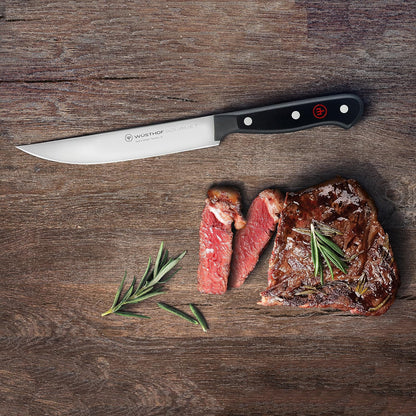 Wusthof Gourmet 6 Piece Steak Knife Set with Wood Case (Black Handles)