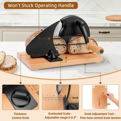 Upgraded Manual Bread Slicer for Homemade Sourdough Round with Cover