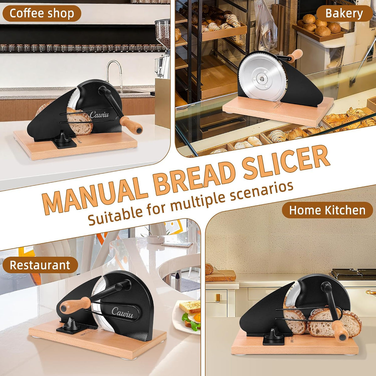 Upgraded Manual Bread Slicer for Homemade Sourdough Round with Cover
