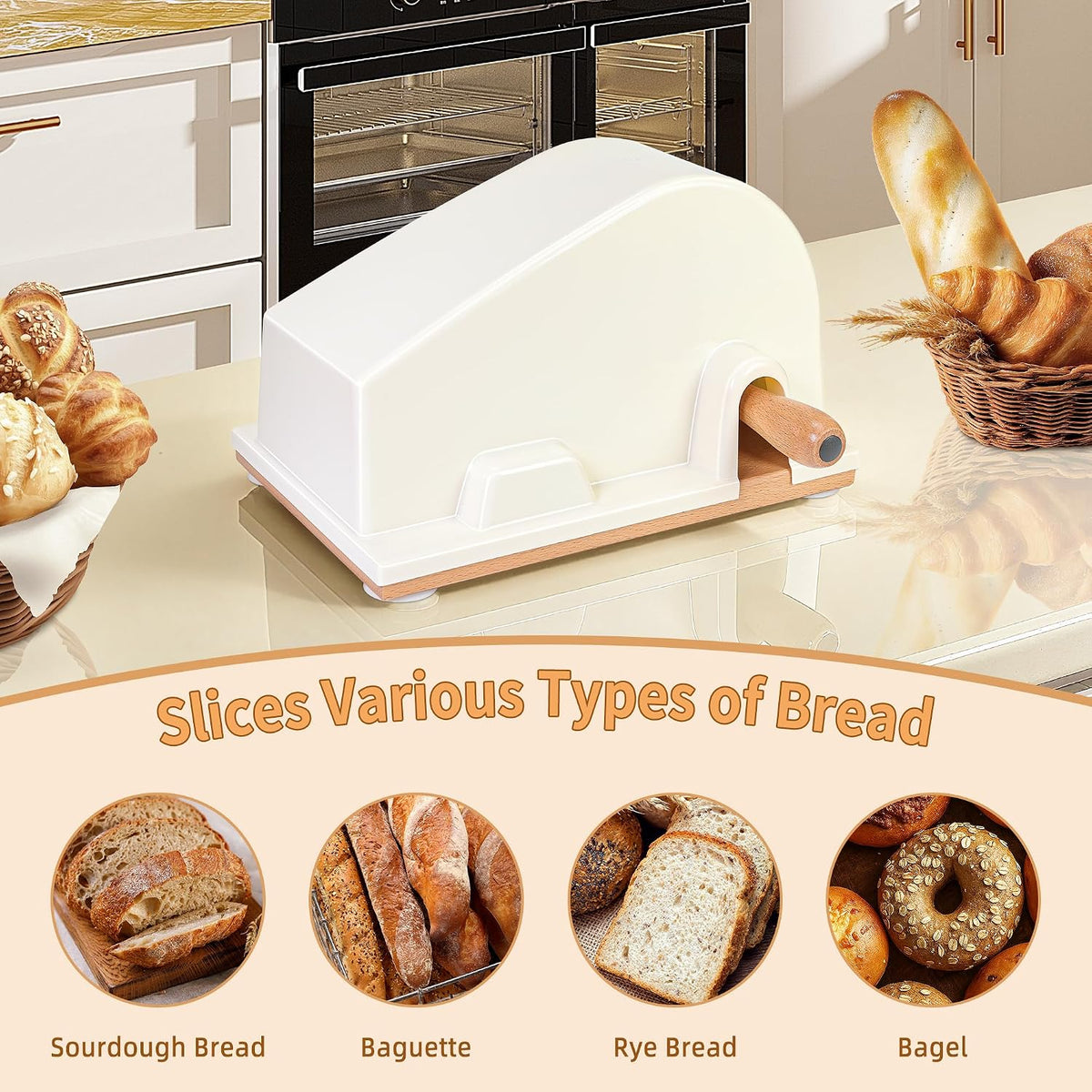 Upgraded Manual Bread Slicer for Homemade Sourdough Round with Cover