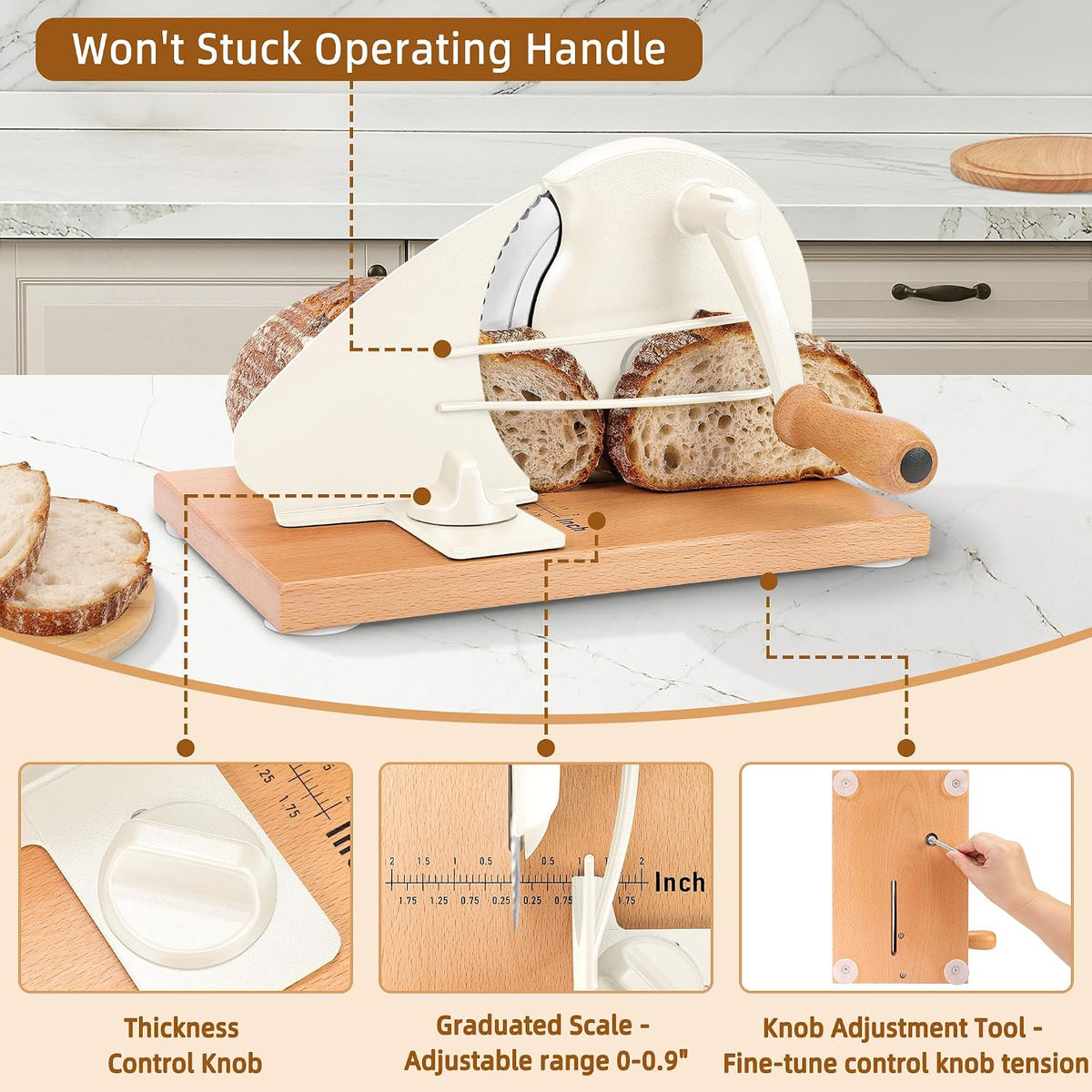 Upgraded Manual Bread Slicer for Homemade Sourdough Round with Cover