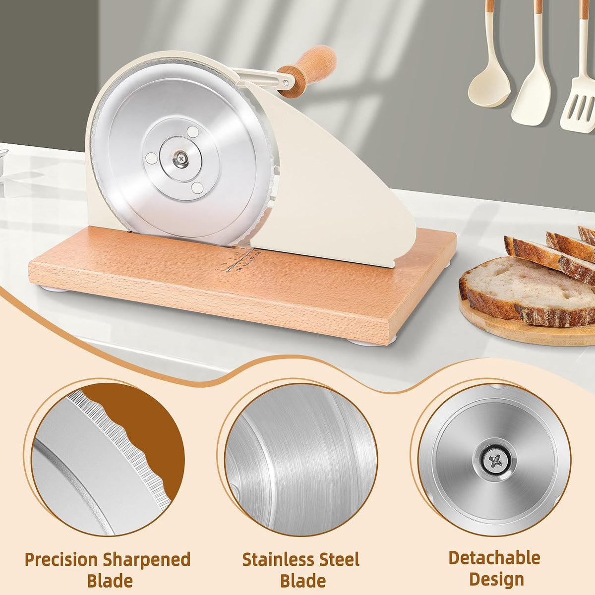 Upgraded Manual Bread Slicer for Homemade Sourdough Round with Cover