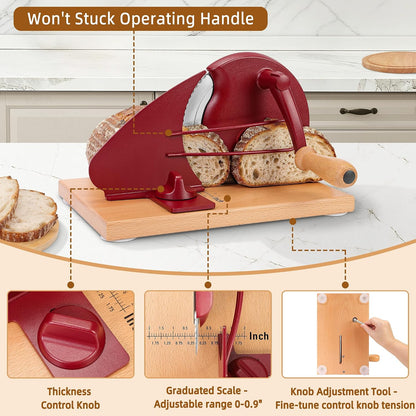Upgraded Manual Bread Slicer for Homemade Sourdough Round with Cover