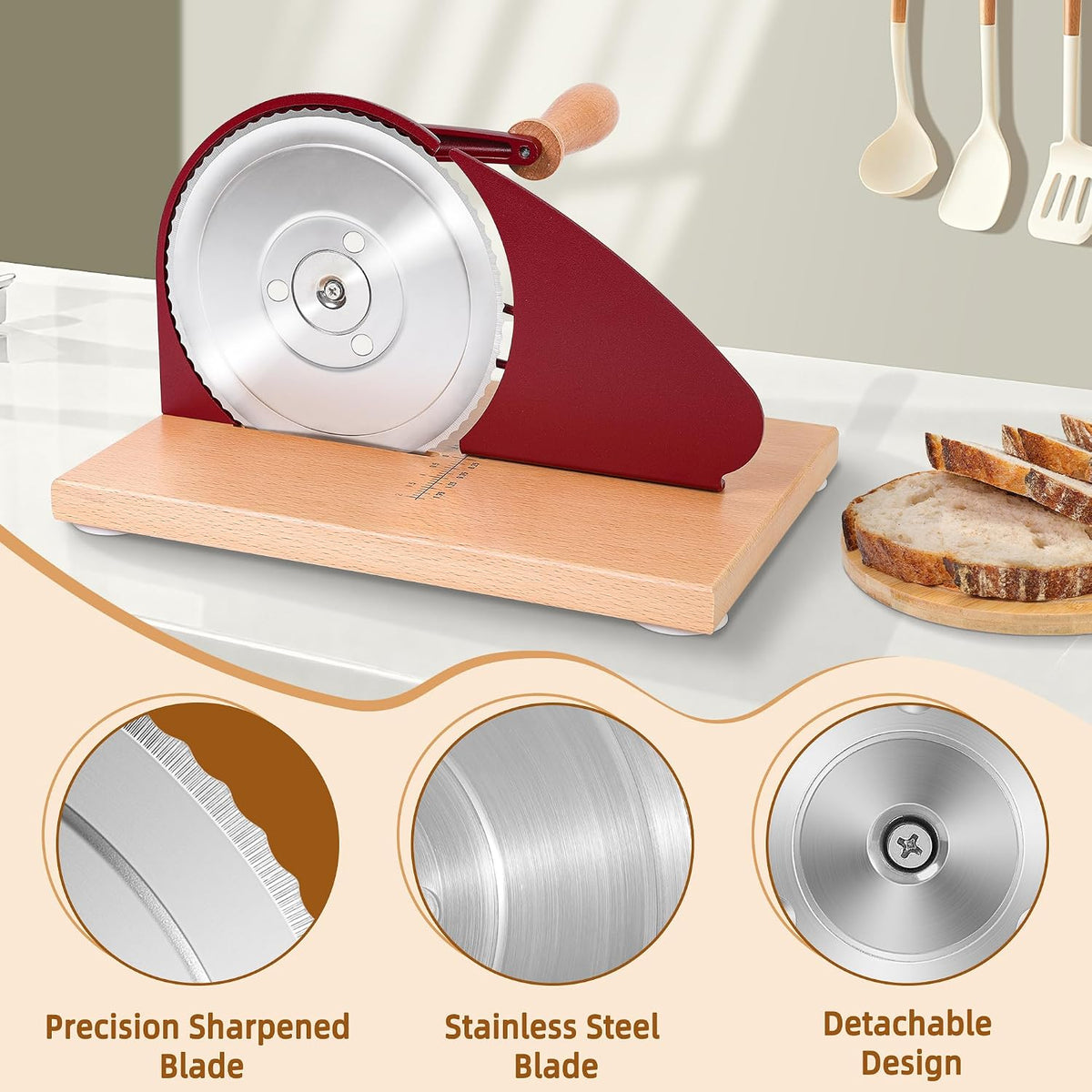 Upgraded Manual Bread Slicer for Homemade Sourdough Round with Cover