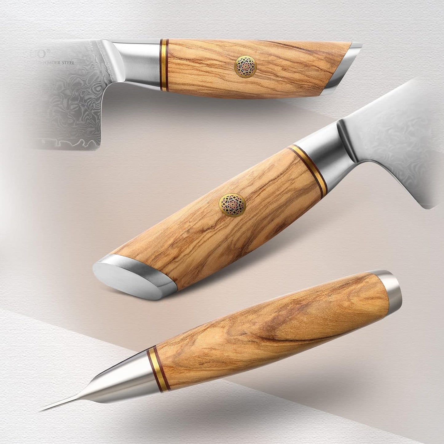 8.3 Inch Chef Knife 73 Layer Damascus Powder Steel, Professional Kitchen Cooking Knife Gyuto Knife, Hand Forged Sharp Blade Slicing Knife with Olive Wood Handle -Lan Series
