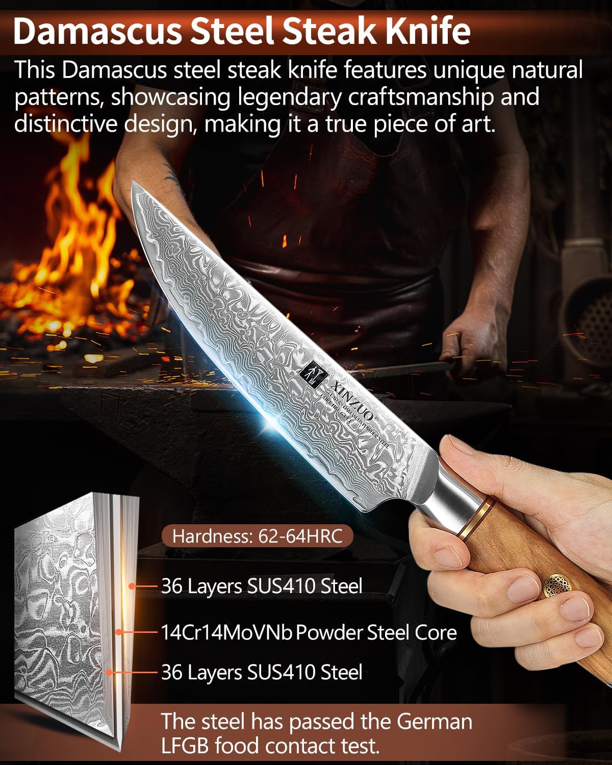 8.3 Inch Chef Knife 73 Layer Damascus Powder Steel, Professional Kitchen Cooking Knife Gyuto Knife, Hand Forged Sharp Blade Slicing Knife with Olive Wood Handle -Lan Series