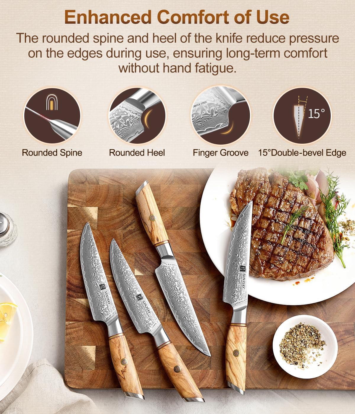 8.3 Inch Chef Knife 73 Layer Damascus Powder Steel, Professional Kitchen Cooking Knife Gyuto Knife, Hand Forged Sharp Blade Slicing Knife with Olive Wood Handle -Lan Series