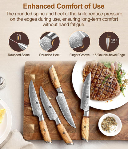 8.3 Inch Chef Knife 73 Layer Damascus Powder Steel, Professional Kitchen Cooking Knife Gyuto Knife, Hand Forged Sharp Blade Slicing Knife with Olive Wood Handle -Lan Series