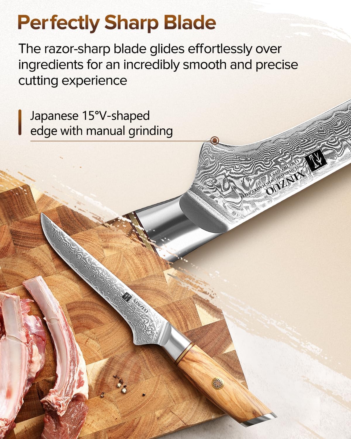 8.3 Inch Chef Knife 73 Layer Damascus Powder Steel, Professional Kitchen Cooking Knife Gyuto Knife, Hand Forged Sharp Blade Slicing Knife with Olive Wood Handle -Lan Series