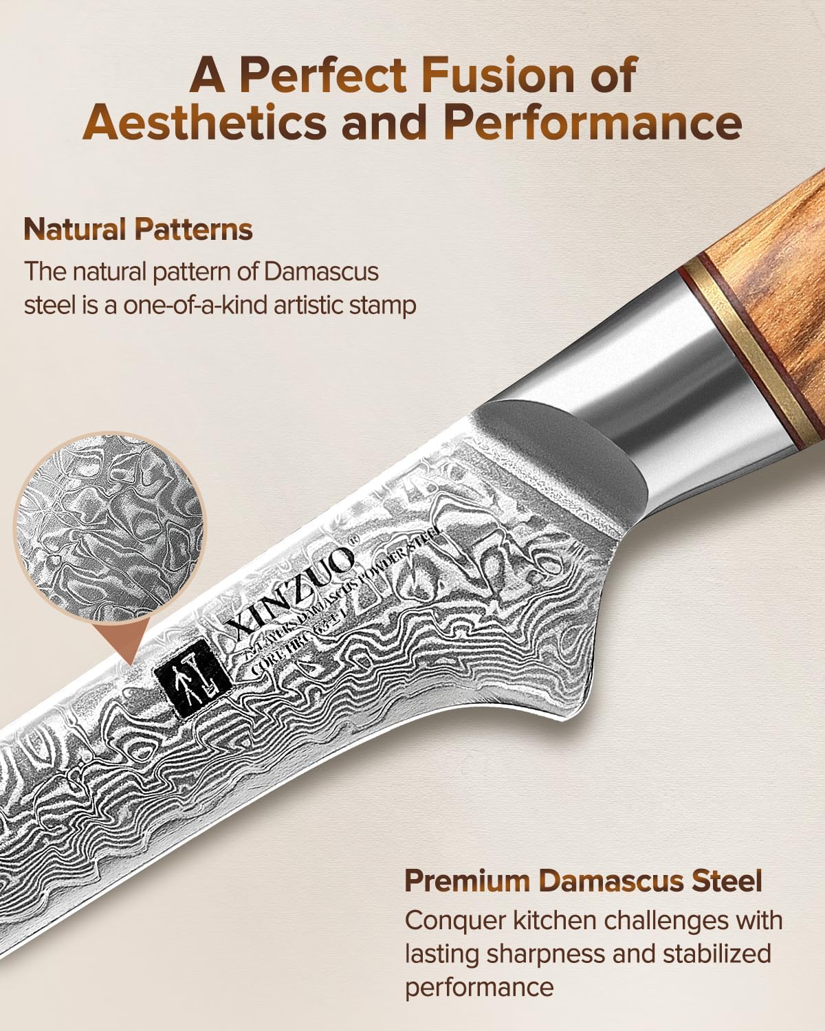 8.3 Inch Chef Knife 73 Layer Damascus Powder Steel, Professional Kitchen Cooking Knife Gyuto Knife, Hand Forged Sharp Blade Slicing Knife with Olive Wood Handle -Lan Series
