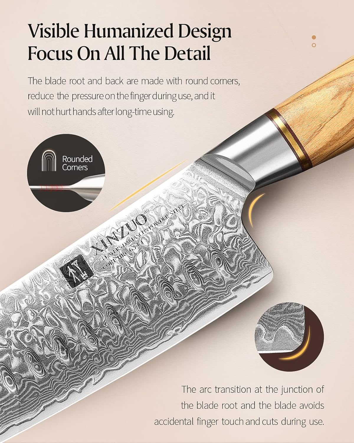 8.3 Inch Chef Knife 73 Layer Damascus Powder Steel, Professional Kitchen Cooking Knife Gyuto Knife, Hand Forged Sharp Blade Slicing Knife with Olive Wood Handle -Lan Series