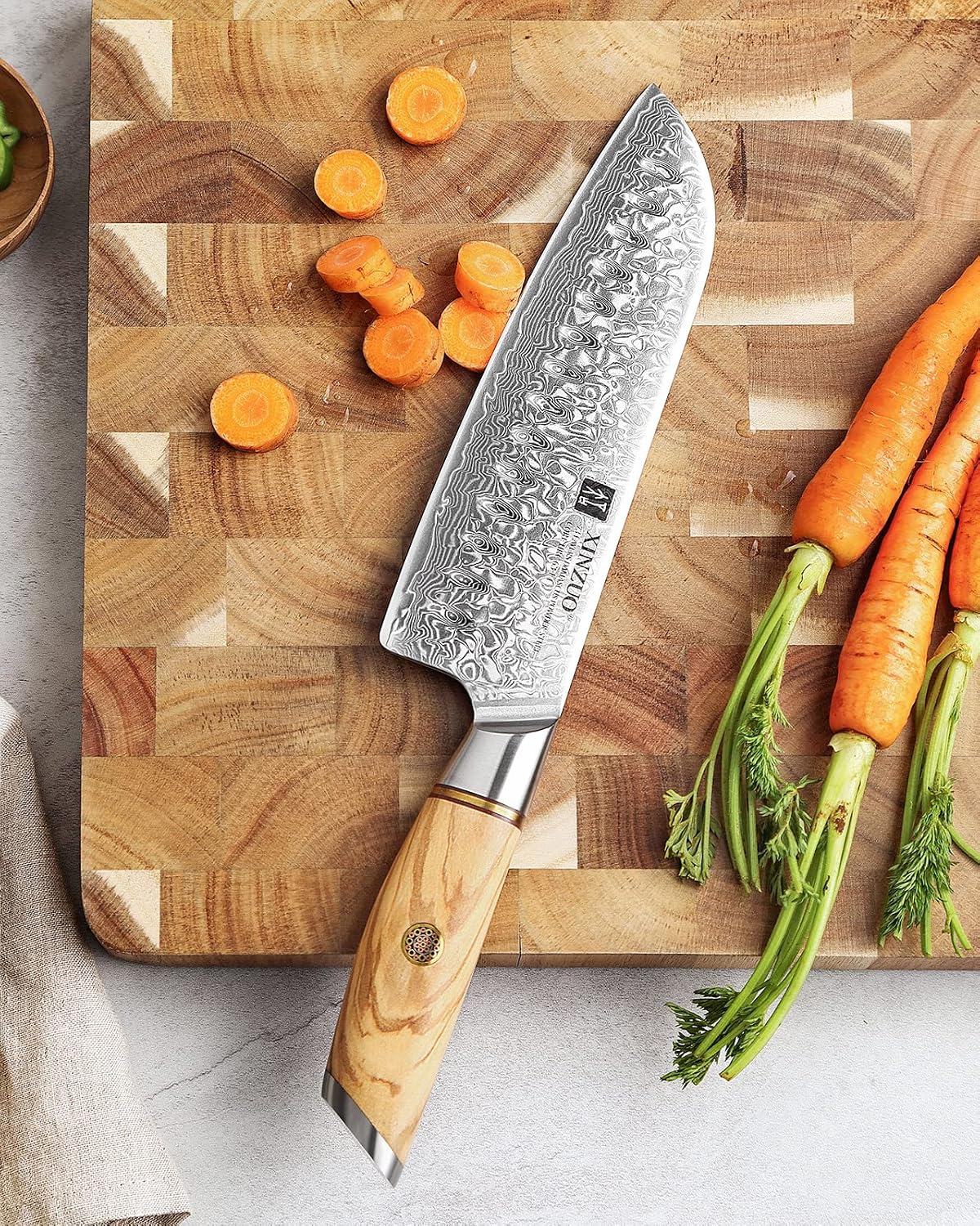 8.3 Inch Chef Knife 73 Layer Damascus Powder Steel, Professional Kitchen Cooking Knife Gyuto Knife, Hand Forged Sharp Blade Slicing Knife with Olive Wood Handle -Lan Series