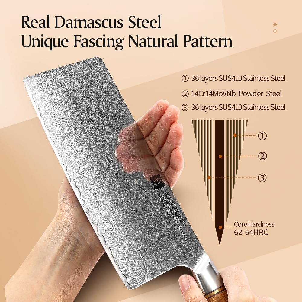 8.3 Inch Chef Knife 73 Layer Damascus Powder Steel, Professional Kitchen Cooking Knife Gyuto Knife, Hand Forged Sharp Blade Slicing Knife with Olive Wood Handle -Lan Series