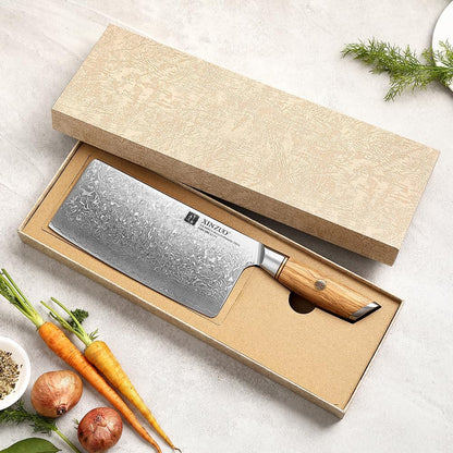 8.3 Inch Chef Knife 73 Layer Damascus Powder Steel, Professional Kitchen Cooking Knife Gyuto Knife, Hand Forged Sharp Blade Slicing Knife with Olive Wood Handle -Lan Series