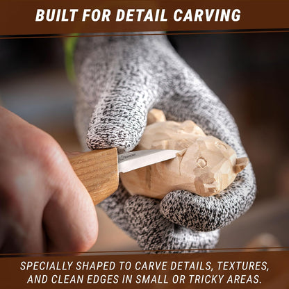 Wood Carving Detail Knife C15 1.4" Whittling Knife for Detail Woodcarving Craft Knife - Chip Carving Knife Wood Carving Tools for Beginners and Kids