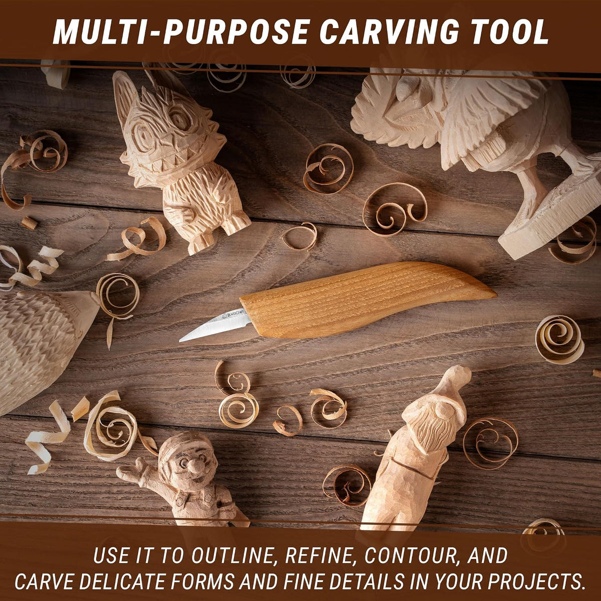 Wood Carving Detail Knife C15 1.4" Whittling Knife for Detail Woodcarving Craft Knife - Chip Carving Knife Wood Carving Tools for Beginners and Kids
