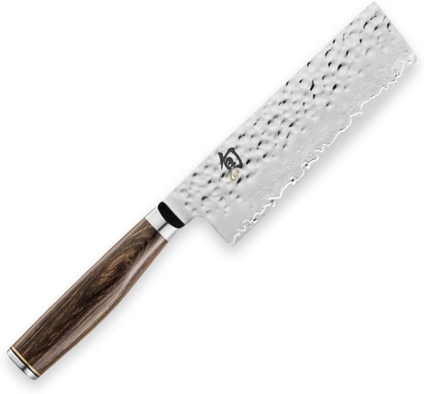 Premier Blonde 5.5" Nakiri Knife | Handcrafted Japanese Vegetable Knife, Slicing Tool, VG-MAX Core, Damascus Stainless Steel Cladding, Pakkawood Handle