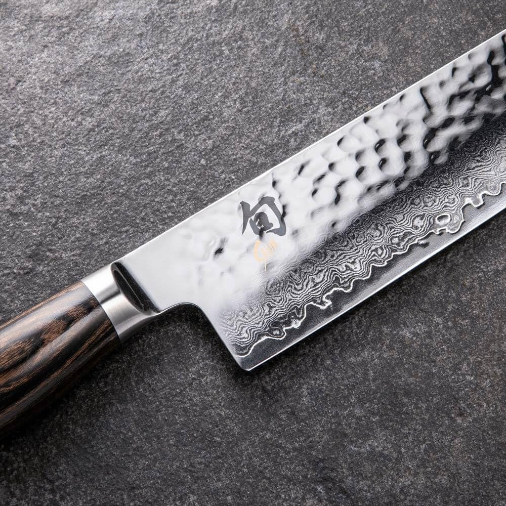 Premier Blonde 5.5" Nakiri Knife | Handcrafted Japanese Vegetable Knife, Slicing Tool, VG-MAX Core, Damascus Stainless Steel Cladding, Pakkawood Handle