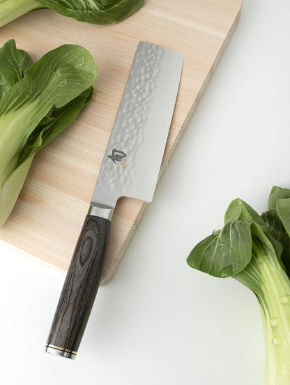 Premier Blonde 5.5" Nakiri Knife | Handcrafted Japanese Vegetable Knife, Slicing Tool, VG-MAX Core, Damascus Stainless Steel Cladding, Pakkawood Handle