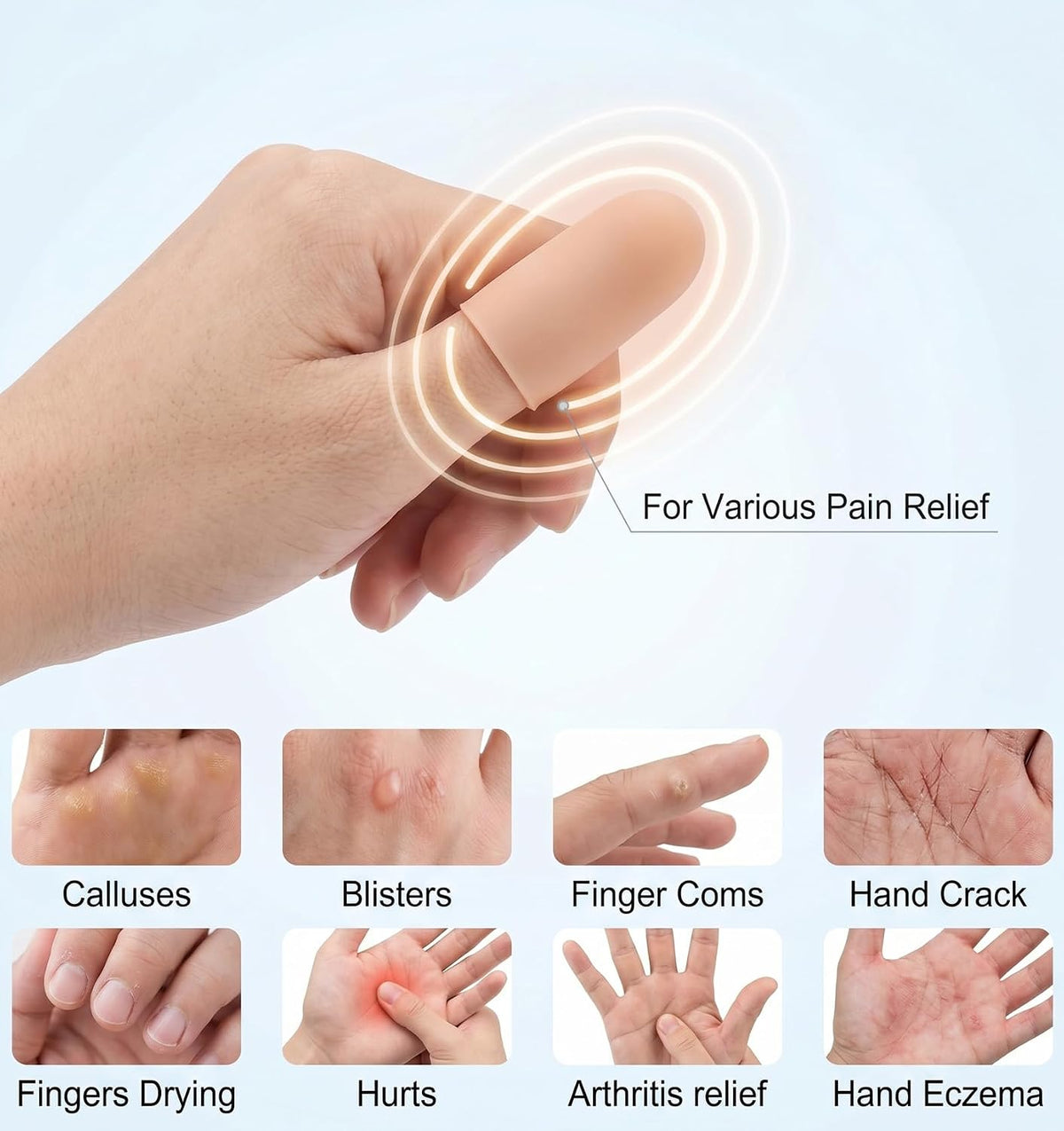 16Pcs Thumb Covers, Silicone Thumb Protector Covers Polyethylene Fiber Finger Cots for Cover Wounds, Reusable Finger Guard Cover Pain Relief for Wounds Cracking Comfortable Fit & Easy to Use