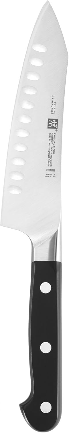 Pro 5.5-inch Razor-Sharp German Rocking Santoku Knife, Made in Company-Owned German Factory with Special Formula Steel perfected for almost 300 Years, Dishwasher Safe