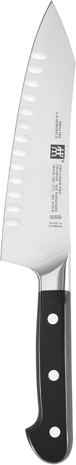 Pro 5.5-inch Razor-Sharp German Rocking Santoku Knife, Made in Company-Owned German Factory with Special Formula Steel perfected for almost 300 Years, Dishwasher Safe
