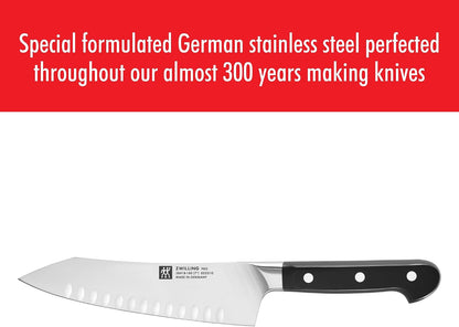 Pro 5.5-inch Razor-Sharp German Rocking Santoku Knife, Made in Company-Owned German Factory with Special Formula Steel perfected for almost 300 Years, Dishwasher Safe