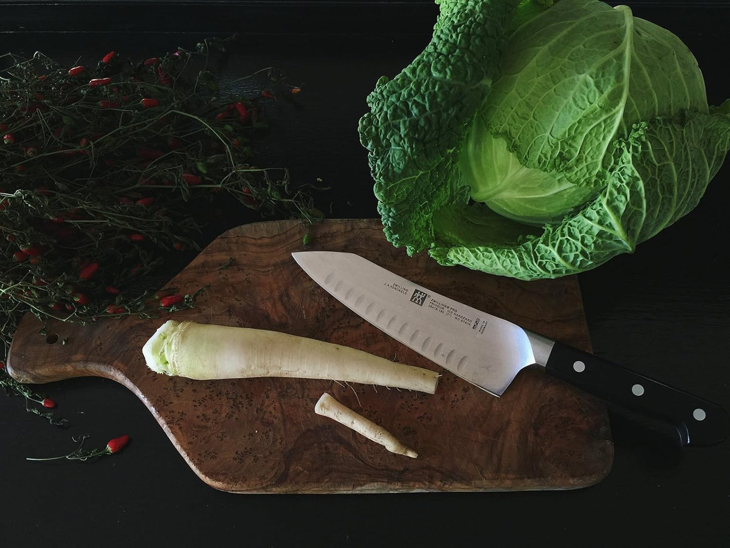 Pro 5.5-inch Razor-Sharp German Rocking Santoku Knife, Made in Company-Owned German Factory with Special Formula Steel perfected for almost 300 Years, Dishwasher Safe