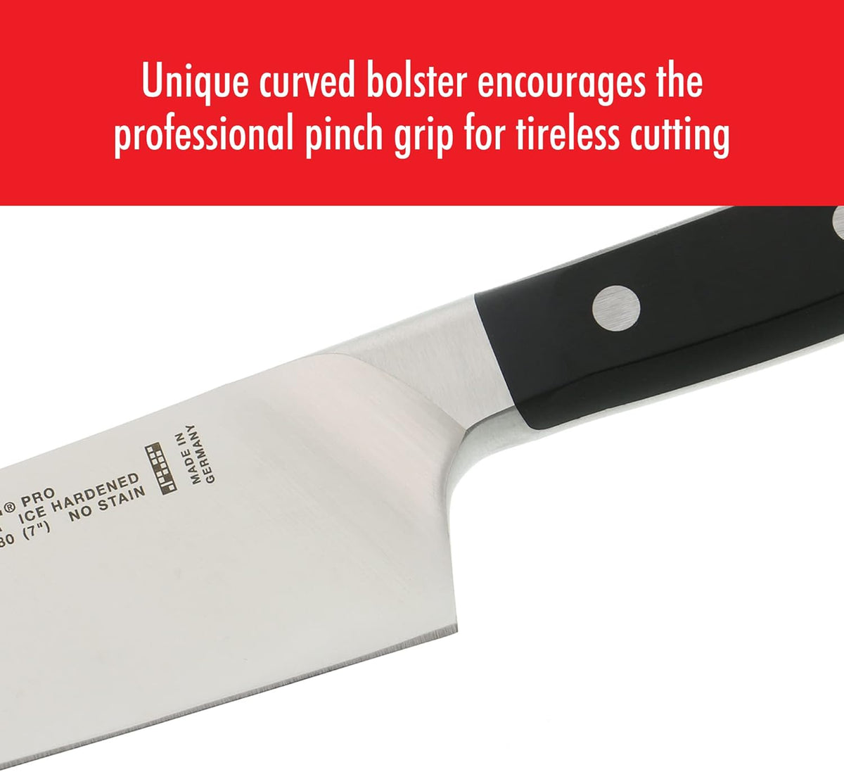 Pro 5.5-inch Razor-Sharp German Rocking Santoku Knife, Made in Company-Owned German Factory with Special Formula Steel perfected for almost 300 Years, Dishwasher Safe